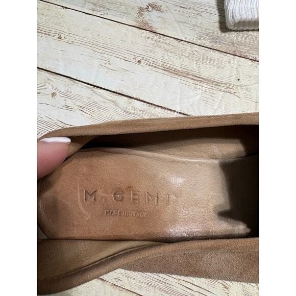 M.Gemi Suede Loafers Size 43 Leather Sandstone Tan Slip On Soft Italian Italy